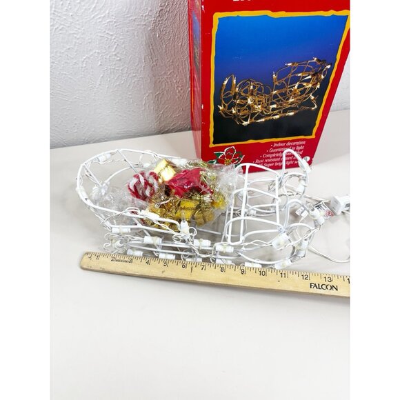 VTG 13"Wire Lighted Sleigh 35 White Lights Christmas Decor Works! New Old Stock - Picture 4 of 4
